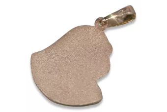 Rose  14k 585 gold Mary medallion icon pendant pm003r