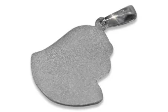 14 Karat Weißgold 585 Marien-Medaillon-Symbol-Anhänger pm003r