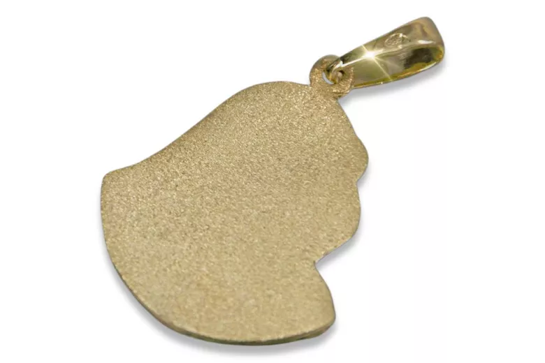 Итальянский желтый 14-каратный золотой 585-й кулон-медальон с изображением Марии pm003y