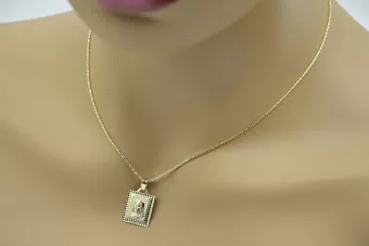 Blanco 14k 585 oro Mary medallion icon colgante pm002w