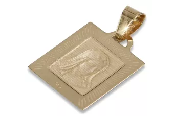 Rose Russisch 14 Karat 585 Gold Mary Medaillon Symbol Anhänger pm002r