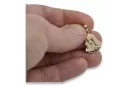 Rose  14k 585 gold Mary medallion icon pendant pm004r