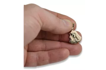 Italian yellow 14k 585 gold Mary medallion icon pendant pm004y