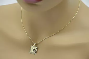 Italian yellow 14k 585 gold Mary medallion icon pendant pm002y
