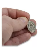 Blanc 14k 585 or Mary médaillon icône pendentif pm006w