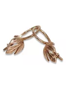 Vintage rose pink 14k 585 gold  Vintage leaf earrings ven210