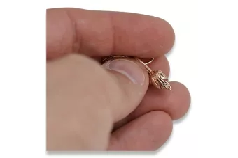 Rosa rusa rosa soviético 14k 585 oro URSS Pendientes de hoja vintage ven210