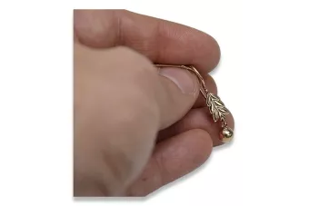 Vintage różowe złoto kolczyki listki 14k 585 ZSRR Vintage ven107