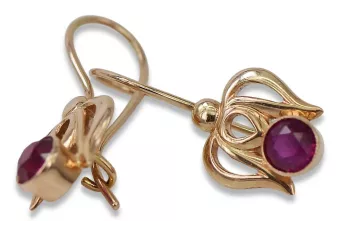 Vintage rose pink 14k 585 gold earrings vec113 alexandrite ruby emerald sapphire ...