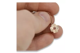 Rusă a crescut roz sovietic 14k 585 aur URSS Cercei cu frunze de epocă ven077