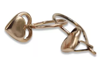 Rosa rusa rosa soviético 14k 585 oro URSS Pendientes de corazón vintage ven212