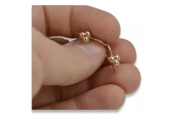 Vintage rose pink 14k 585 gold  Vintage ball earrings ven198