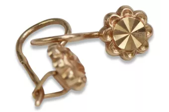 Vintage rose pink 14k 585 gold  Vintage flower earrings ven229