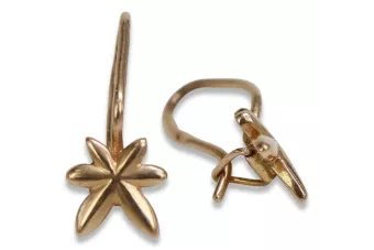 Rosa rusa rosa soviético 14k 585 oro URSS Pendientes de hoja vintage ven118