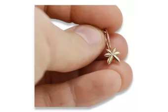 Російська троянда рожева радянська 14к 585 золото СРСР Старовинні сережки-листочки ven118