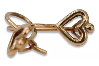 Vintage rose pink 14k 585 gold  Vintage heart earrings ven102