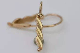 Russische Rose Rosa Sowjet 14k 585 Gold UdSSR Vintage Blatt Ohrringe ven105