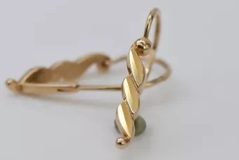 Vintage rose pink 14k 585 gold  Vintage leaf earrings ven105