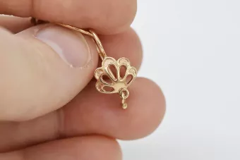 Russische Rose Rosa Sowjet 14k 585 Gold UdSSR Vintage Blatt Ohrringe ven136