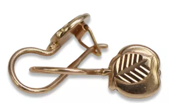 Rosa rusa rosa soviético 14k 585 oro URSS Pendientes de hoja vintage ven192