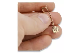 Rosa rusa rosa soviético 14k 585 oro URSS Pendientes de hoja vintage ven192