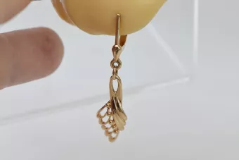 Rosa rusa rosa soviético 14k 585 oro URSS Pendientes de hoja vintage ven215
