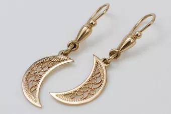 Vintage rose pink 14k 585 gold  Vintage ball earrings ven174