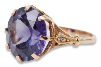 Руски съветски пръстен от розово злато 14K александрит рубин изумруден сапфир циркон 585 vrc073