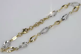 Yellow white Italian 14k gold fancy bracelet cfb003yw