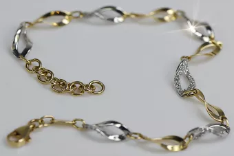 Pulsera de lujo de oro italiano blanco amarillo de 14k cfb003yw
