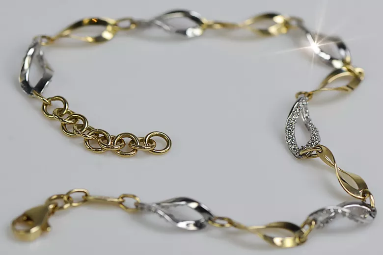 Bracelet fantaisie en or italien blanc 14 carats cfb003yw