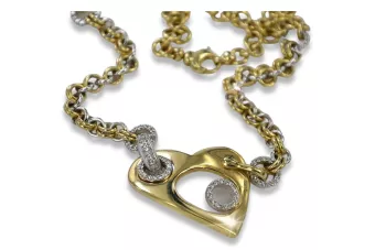 14k 585 Italian gold chain with heart necklace cfc004yw