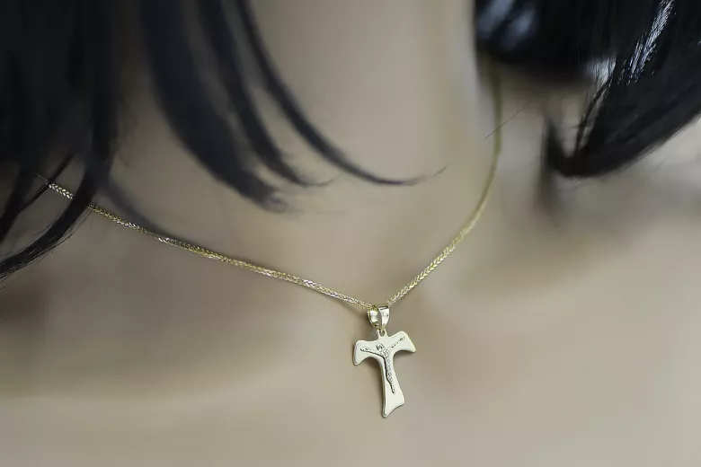 Gold cross with a chain ★ zlotychlopak.pl ★ Gold stamp 585 333 Low price!