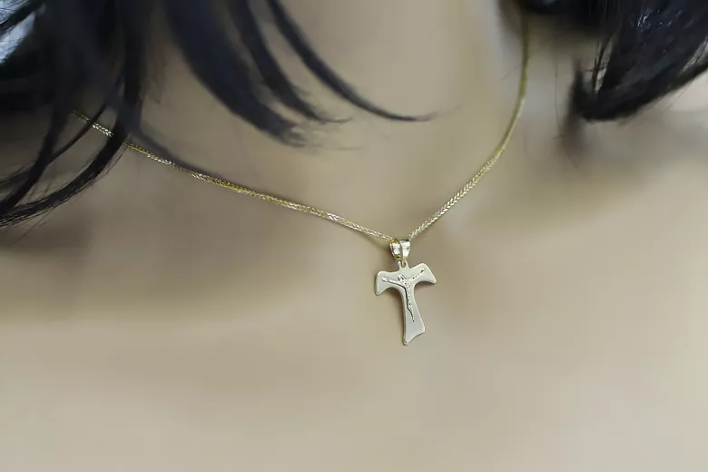 Cruz de oro con una cadena ★ zlotychlopak.pl Sello de oro 585 333 ¡★ Precio bajo!