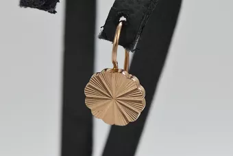 Руска роза розова съветска 14k 585 злато СССР реколта цвете обеци ven135