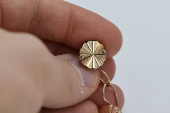 Vintage rose pink 14k 585 gold  Vintage flower earrings ven135