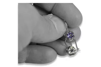 Vintage stříbrné náušnice 925 s Alexandryt Rubin Sapphire Emerald Aquamarine Cubic Zirconia VEC013S