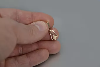 Vintage rose pink 14k 585 gold  Vintage flower pendant vpn014
