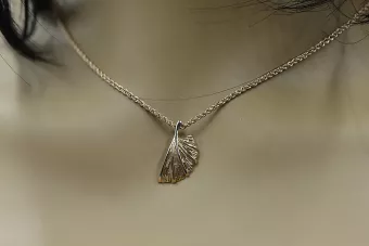 Rosa rusa rosa soviético 14k 585 oro URSS Colgante de hoja vintage vpn015