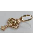 Vintage rose pink 14k 585 gold  Vintage key pendant vpn019