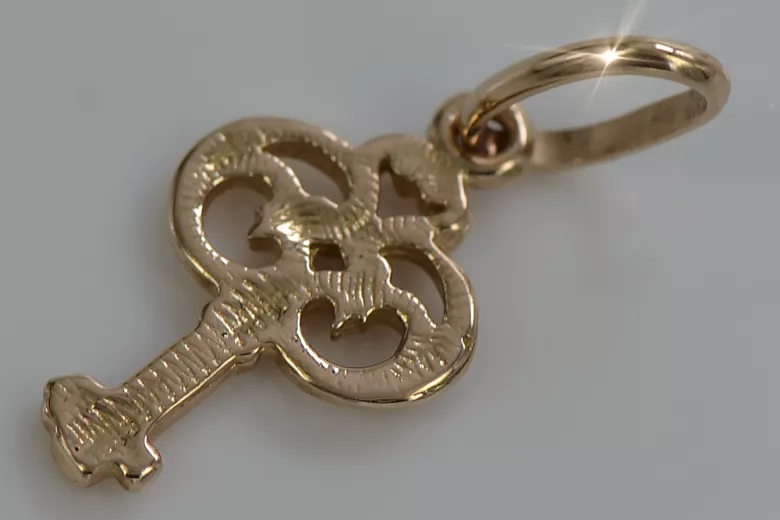 Vintage rose pink 14k 585 gold  Vintage key pendant vpn019
