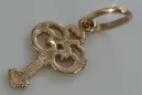 Vintage rose pink 14k 585 gold  Vintage key pendant vpn019