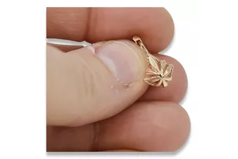 Russische Rose Rosa Sowjet 14k 585 Gold UdSSR Vintage Blatt Ohrringe ven137