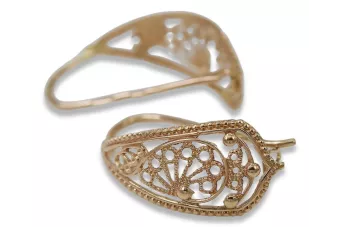 Pendientes en rosa rusa 14k oro 585 flor Vintage ven179