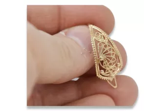 Cercei în rusă a crescut 14k aur 585 floare Vintage ven179