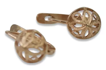 Pendientes en rosa rusa 14k oro 585 flor Vintage ven203