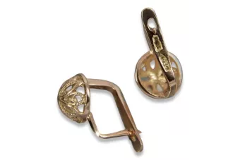 Ohrringe in russischer Rose 14 Karat Gold 585 Blume Vintage ven203