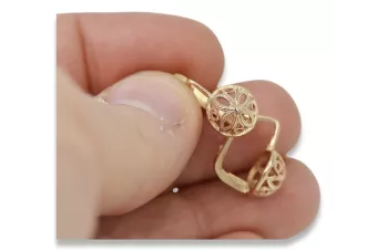 Pendientes en rosa rusa 14k oro 585 flor Vintage ven203