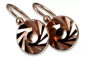 Rosa rusa rosa soviético 14k 585 oro URSS aros vintage pendientes ven204