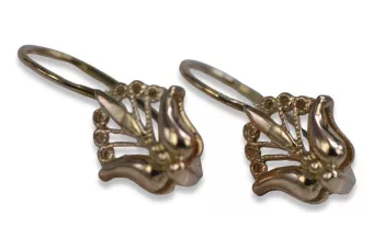 Pendientes en rosa rusa 14k oro 585 flor Vintage ven205